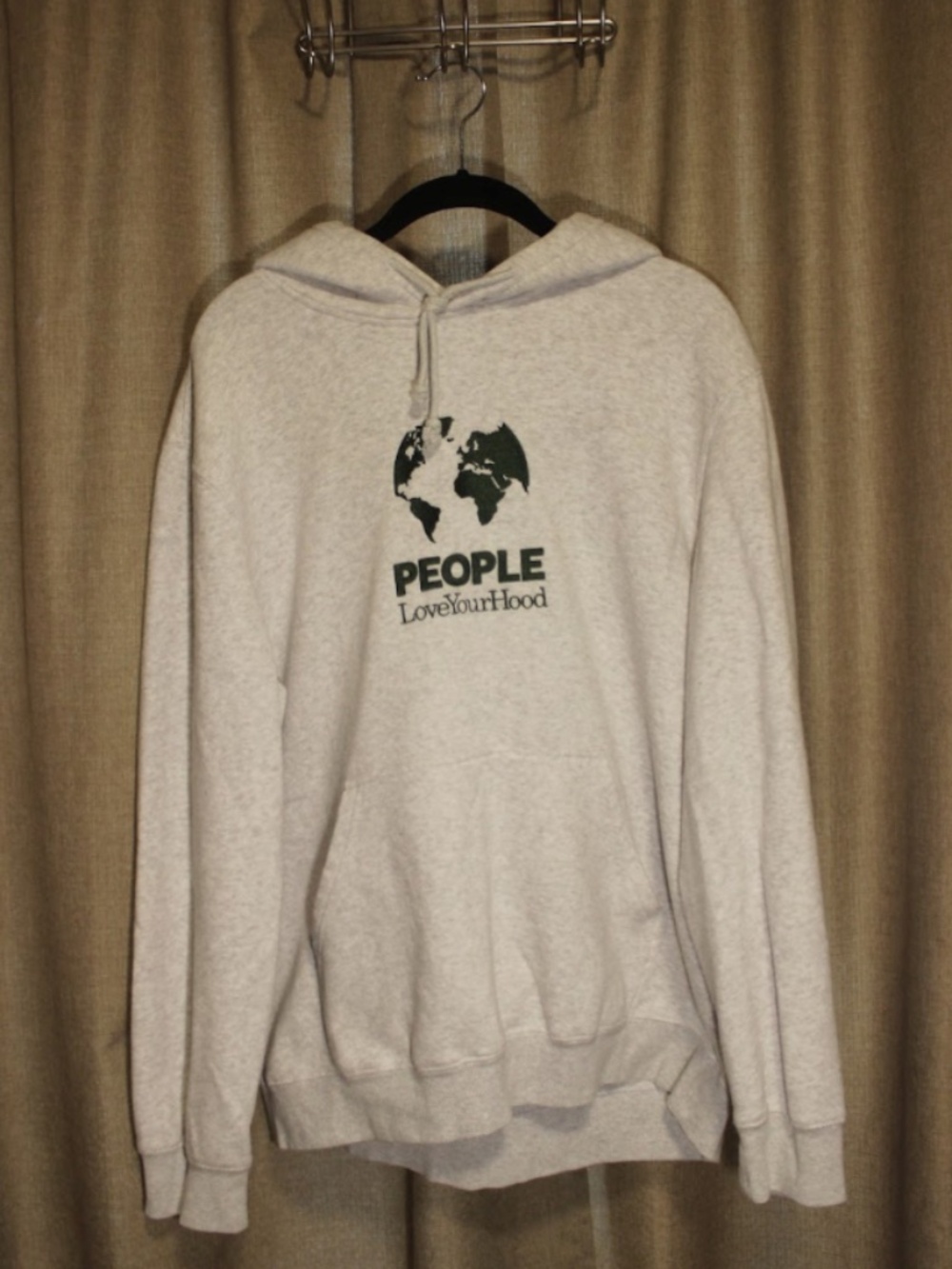 Grey and Green People Embroidered Hoodie